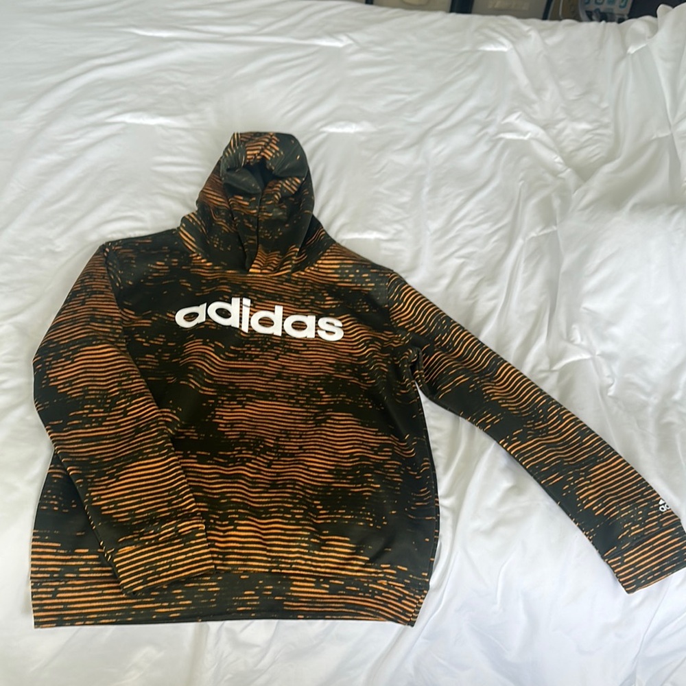 Adidas Boys 14-16 Black and Orange Sweater